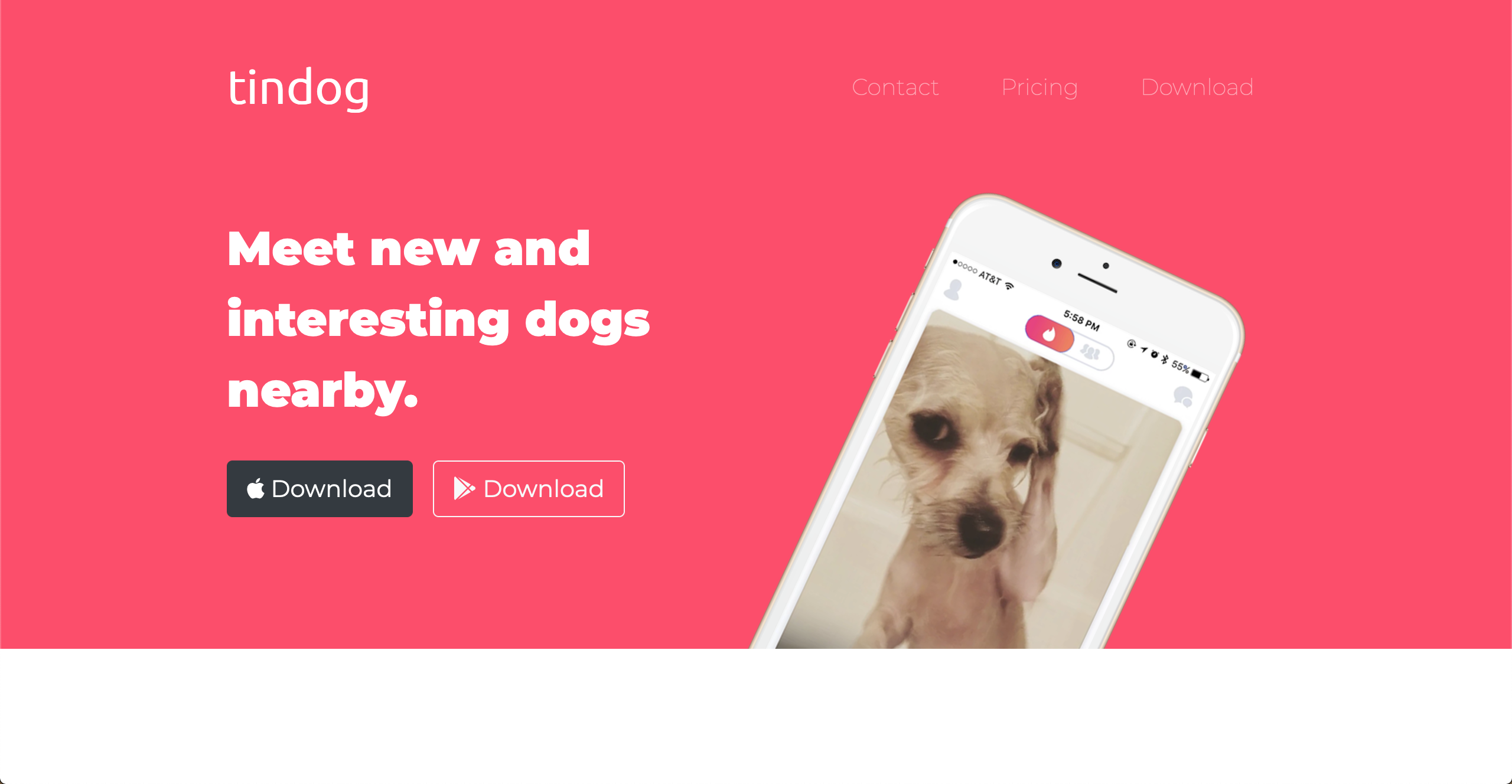 tindog landing page